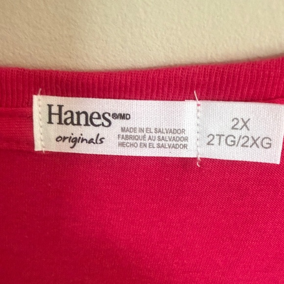 Hanes Women Long Sleeve Scoop Neck Tee - Fuchsia Pink - Picture 2 of 3